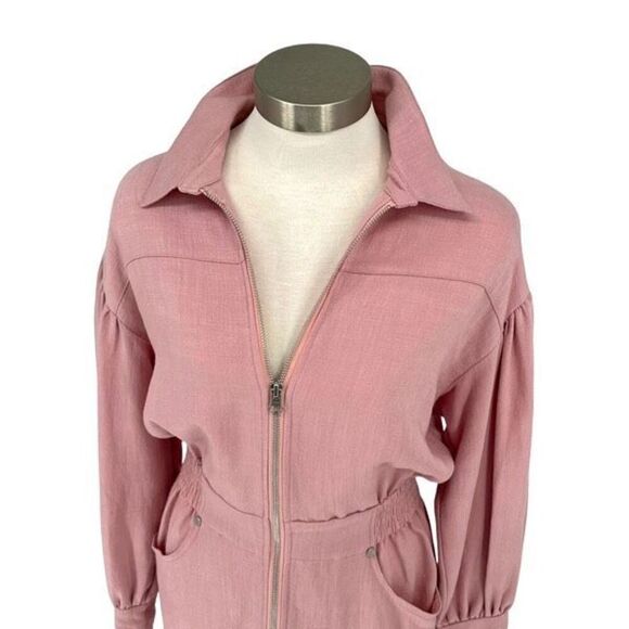 C/Meo Collective Womens Zip Clean Slate Long Sleeve Mini Dress Pink Medium NWT - Picture 4 of 10